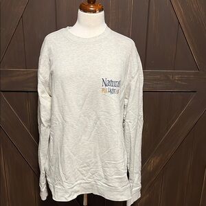 Gray Crew Neck Sweatshirt with Text Detailing